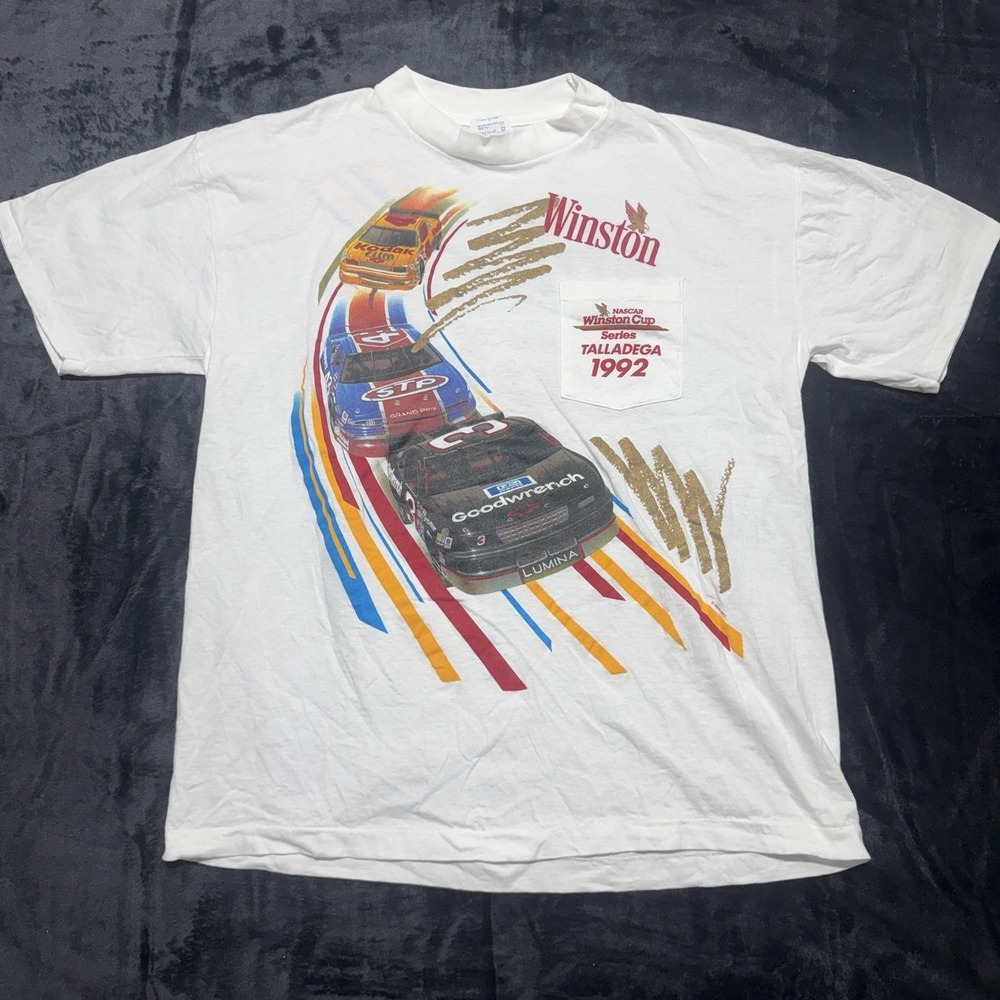 Vintage Dale Earnhardt NASCAR Winston Cup T Shirt Mens XL Pocket Tee USA 1992
